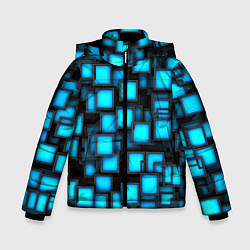 Куртка зимняя для мальчика Геометрия - синие квадраты, цвет: 3D-светло-серый