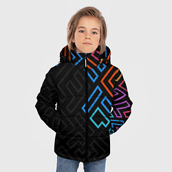 Куртка зимняя для мальчика Геометрические фигуры на тёмном фоне тетрис, цвет: 3D-красный — фото 2