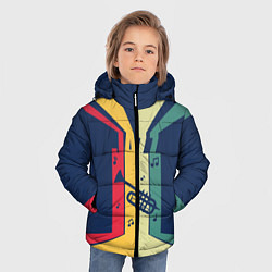 Куртка зимняя для мальчика Труба в разноцветных полосах Jazz music, цвет: 3D-светло-серый — фото 2