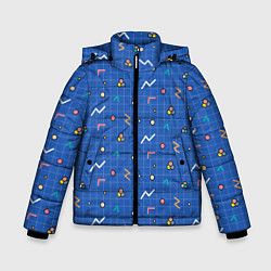 Куртка зимняя для мальчика Figures on blue, цвет: 3D-черный