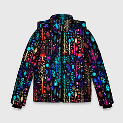 Куртка зимняя для мальчика Флуоресцентные Цветы, цвет: 3D-светло-серый