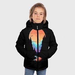 Куртка зимняя для мальчика Неоновое солнце SynthWave, цвет: 3D-светло-серый — фото 2