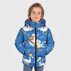 Куртка зимняя для мальчика Белые гуси и утки, цвет: 3D-светло-серый — фото 2