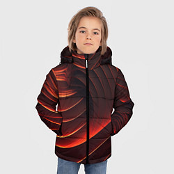Куртка зимняя для мальчика Красные абстрактные волны, цвет: 3D-черный — фото 2