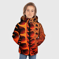 Куртка зимняя для мальчика Объемная оранжевая абстракция, цвет: 3D-черный — фото 2