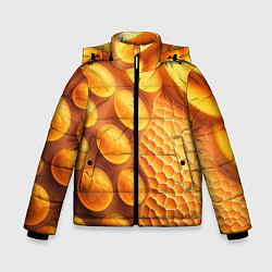 Куртка зимняя для мальчика Оранжевые круглые плиты, цвет: 3D-красный