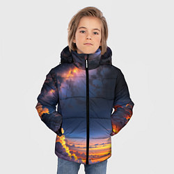 Куртка зимняя для мальчика Млечный путь и облака на закате, цвет: 3D-светло-серый — фото 2