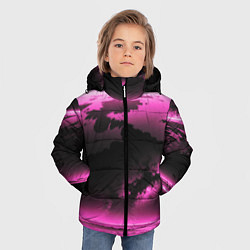 Куртка зимняя для мальчика Сай фай пейзаж в черно розовых тонах, цвет: 3D-светло-серый — фото 2