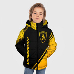 Куртка зимняя для мальчика Lamborghini - gold gradient: надпись, символ, цвет: 3D-черный — фото 2