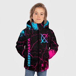Куртка зимняя для мальчика CreepyPasta - neon gradient: надпись, символ, цвет: 3D-черный — фото 2