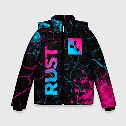 Куртка зимняя для мальчика Rust - neon gradient: надпись, символ, цвет: 3D-черный