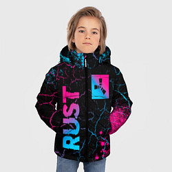 Куртка зимняя для мальчика Rust - neon gradient: надпись, символ, цвет: 3D-черный — фото 2