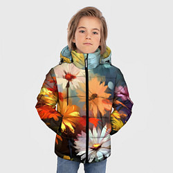 Куртка зимняя для мальчика Маслянные ромашки, цвет: 3D-черный — фото 2