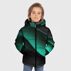 Куртка зимняя для мальчика Абстрактная зеленая текстура, цвет: 3D-черный — фото 2