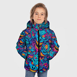 Куртка зимняя для мальчика Неоновые монстры - graffiti art style pattern, цвет: 3D-светло-серый — фото 2