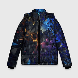 Куртка зимняя для мальчика Летящие объемные камни, цвет: 3D-черный