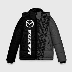 Куртка зимняя для мальчика Mazda speed на темном фоне со следами шин: по-верт, цвет: 3D-черный