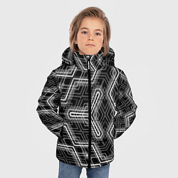 Куртка зимняя для мальчика Черно-белый ассеметричный узор, цвет: 3D-черный — фото 2