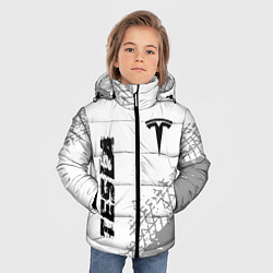 Куртка зимняя для мальчика Tesla speed на светлом фоне со следами шин: надпис, цвет: 3D-черный — фото 2