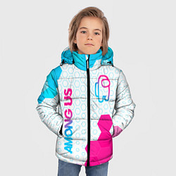 Куртка зимняя для мальчика Among Us neon gradient style: надпись, символ, цвет: 3D-черный — фото 2