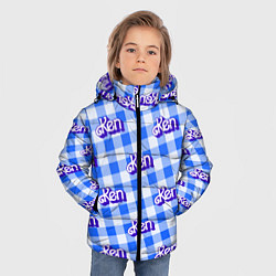 Куртка зимняя для мальчика Голубая клетка паттерн - Кен, цвет: 3D-светло-серый — фото 2