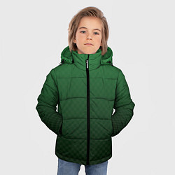 Куртка зимняя для мальчика Зелёная клетка с градиентом, цвет: 3D-светло-серый — фото 2