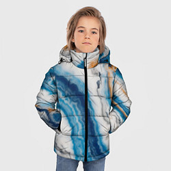 Куртка зимняя для мальчика Узор волна голубой океанический агат, цвет: 3D-черный — фото 2