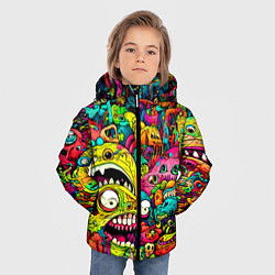 Куртка зимняя для мальчика Психоделические монстры, цвет: 3D-черный — фото 2
