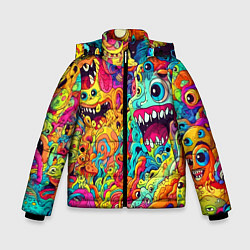 Куртка зимняя для мальчика Космические зубастые чудовища, цвет: 3D-черный