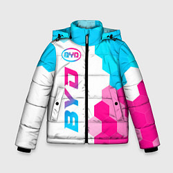 Куртка зимняя для мальчика BYD neon gradient style: по-вертикали, цвет: 3D-черный