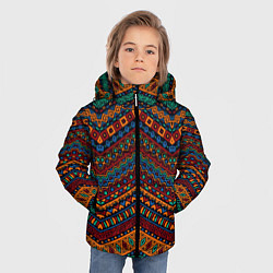 Куртка зимняя для мальчика Этнический орнамент зигзаги, цвет: 3D-красный — фото 2