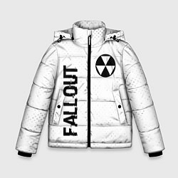 Куртка зимняя для мальчика Fallout glitch на светлом фоне: надпись, символ, цвет: 3D-черный