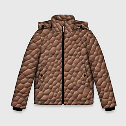 Куртка зимняя для мальчика Коричневая кожа крокодила, цвет: 3D-черный