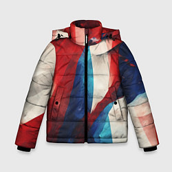 Куртка зимняя для мальчика Абстракция в цветах флага РФ, цвет: 3D-красный