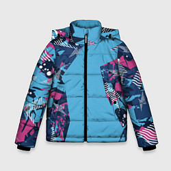Куртка зимняя для мальчика Цифровая река спортивный паттерн, цвет: 3D-черный