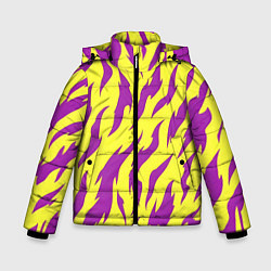 Куртка зимняя для мальчика Кислотный тигр паттерн, цвет: 3D-черный