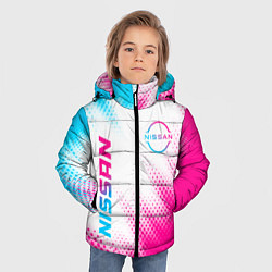 Куртка зимняя для мальчика Nissan neon gradient style: надпись, символ, цвет: 3D-черный — фото 2