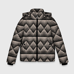 Куртка зимняя для мальчика Объемные бежевые ромбы на черном, цвет: 3D-светло-серый