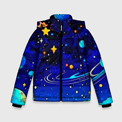 Зимняя куртка для мальчика Мультяшный космос темно-синий