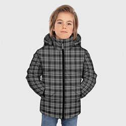 Куртка зимняя для мальчика Черно-белая шотландка, цвет: 3D-светло-серый — фото 2