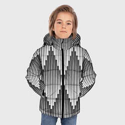 Куртка зимняя для мальчика Большие вдавленные ромбы, цвет: 3D-черный — фото 2
