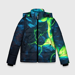 Куртка зимняя для мальчика Неоновый зеленый разлом плит, цвет: 3D-красный