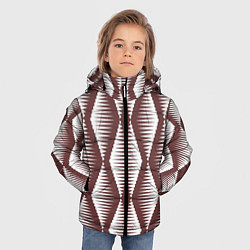 Куртка зимняя для мальчика Ромбы цвета кофе, цвет: 3D-черный — фото 2