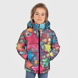 Куртка зимняя для мальчика Разноцветные новогодние звёзды, цвет: 3D-красный — фото 2