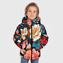 Куртка зимняя для мальчика Летние цветы - паттерн, цвет: 3D-красный — фото 2