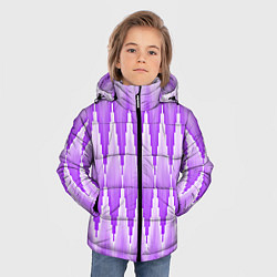 Куртка зимняя для мальчика Узкие сиреневые ромбы, цвет: 3D-светло-серый — фото 2