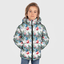Куртка зимняя для мальчика Узор из елочных шаров на ветке, цвет: 3D-черный — фото 2