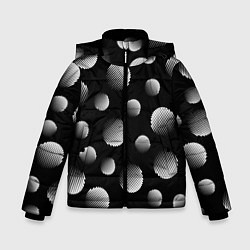 Куртка зимняя для мальчика Шары в полоску на черном фоне, цвет: 3D-черный