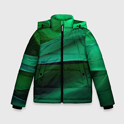 Куртка зимняя для мальчика Зеленые абстрактные волны, цвет: 3D-красный