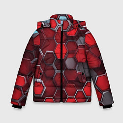 Куртка зимняя для мальчика Cyber hexagon red, цвет: 3D-светло-серый